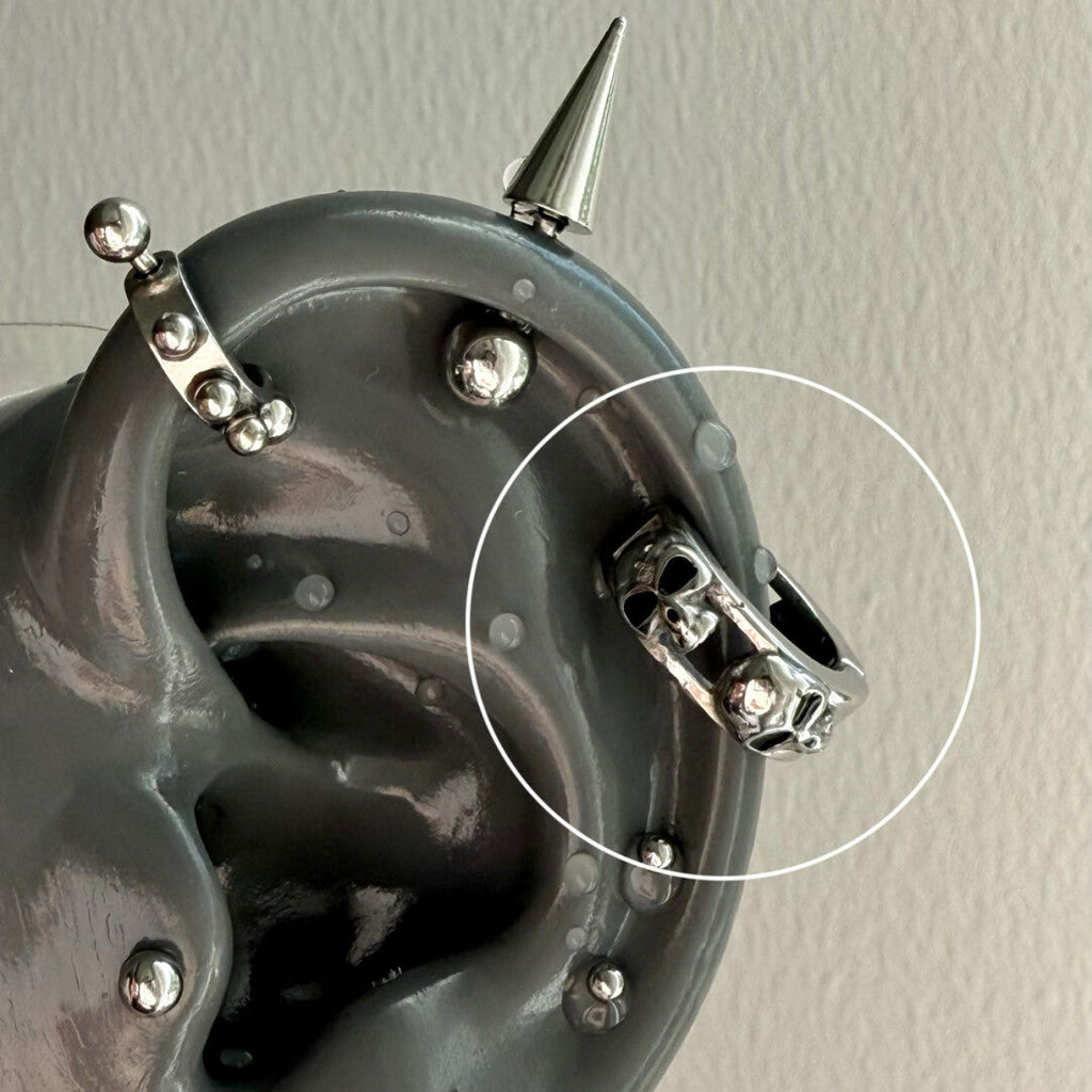 [D Series]Single Spiked Drop Hoop - Stainless Steel U-Shaped Ear Cuff / Punk Gothic Earring