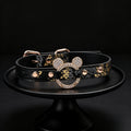 Rhinestone Choker Necklace with Leash Chain – front view | Blackyyds