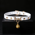 Genuine Leather Bell Choker Necklace – front view | Blackyyds