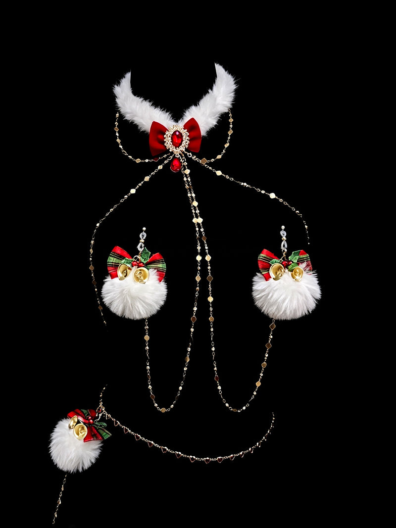 Festive Pompom Choker - with Body Chain | Alt Fashion Collar — view 1