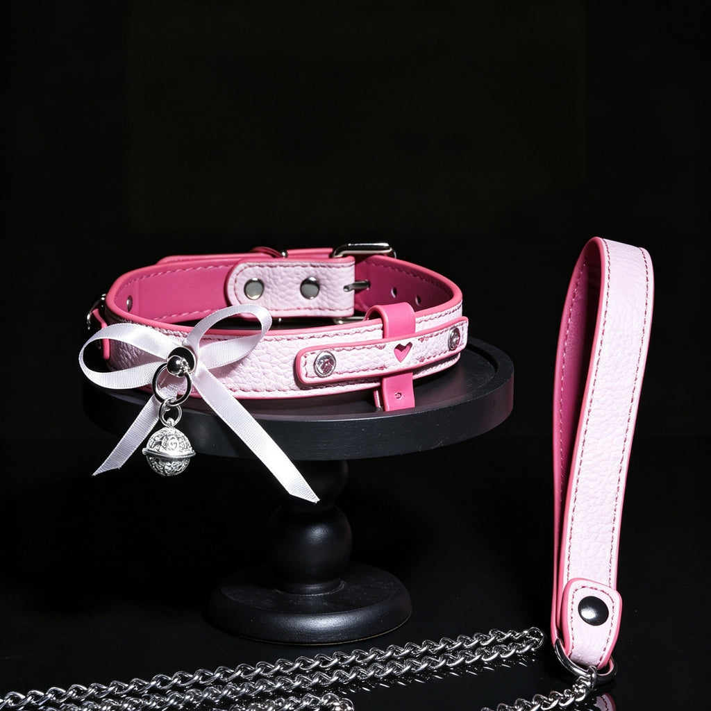 Pink Bow Bell Choker Necklace – front view | Blackyyds