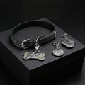 Bone Charm Choker Necklace with Triple Charms & Leash – front view | Blackyyds