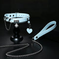 Macaron Leather Bell Choker with Heart Charm & Chain – front view | Blackyyds