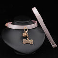 Pearlescent Pink Dog Tag Bell Choker Necklace – front view | Blackyyds