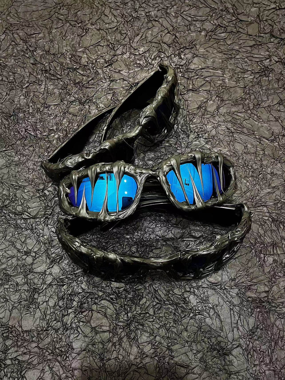 Eternal Night Ice Y2K Streetwear Handmade Resin Drip Sunglasses Gothic Cyberpunk Statement | Blackyyds