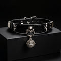 Genuine Leather Choker Necklace with Leash – front view | Blackyyds