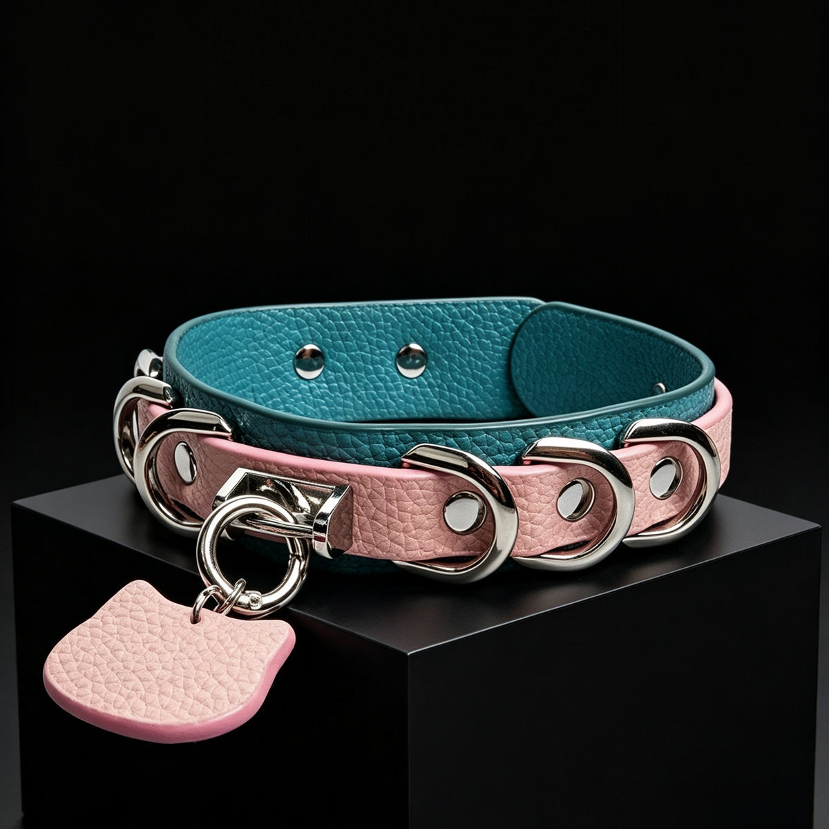 Vintage Morandi Color Choker with Leash – front view | Blackyyds