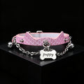 Genuine Snakeskin Cowhide Choker with Leash – front view | Blackyyds