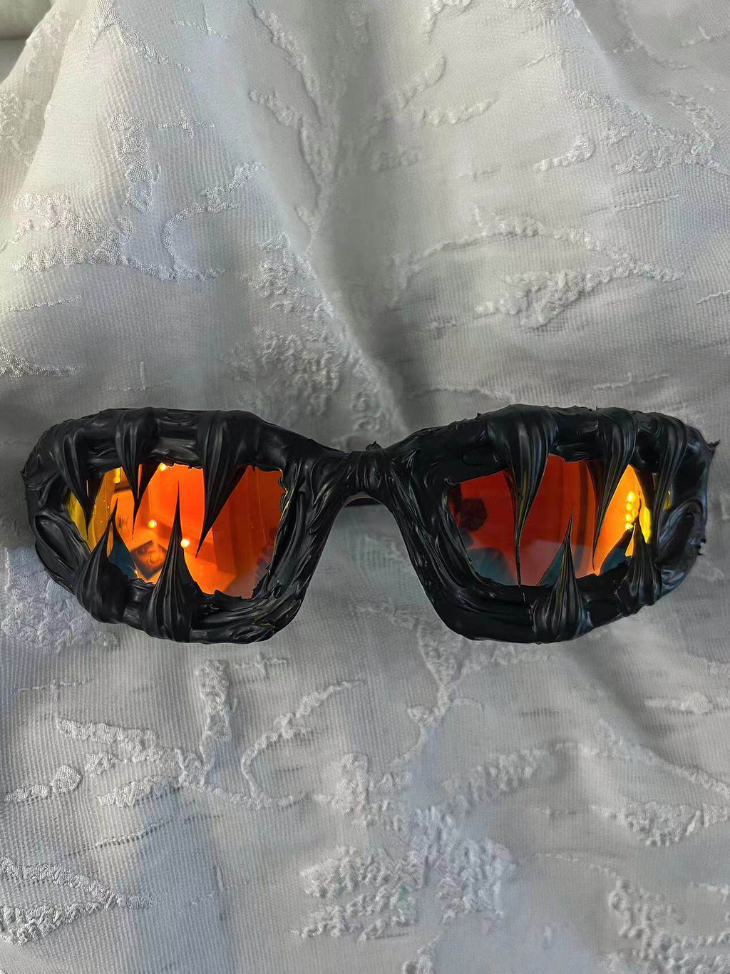 Dusk Y2K Streetwear Handmade Resin Drip Sunglasses Gothic Cyberpunk Statement close-up detail | Blackyyds