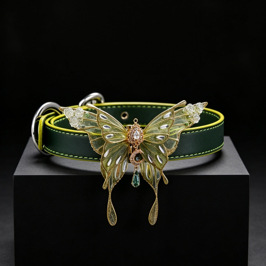 Thermochromic Iridescent Butterfly Rhinestone Choker – detail view | Blackyyds