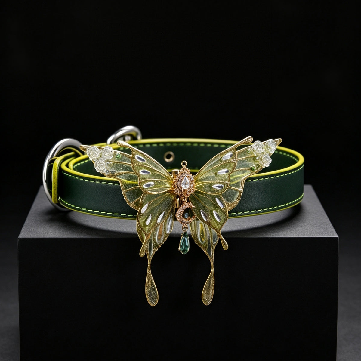 Thermochromic Iridescent Butterfly Rhinestone Choker – detail view | Blackyyds