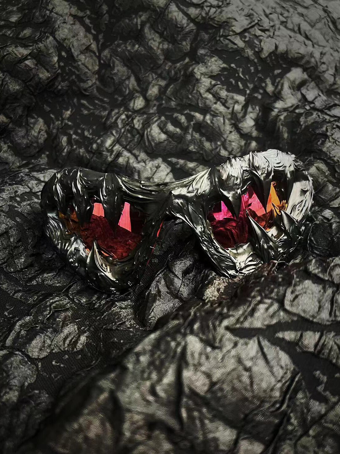 Prison Y2K Streetwear Handmade Resin Drip Sunglasses Gothic Cyberpunk Statement close-up detail | Blackyyds