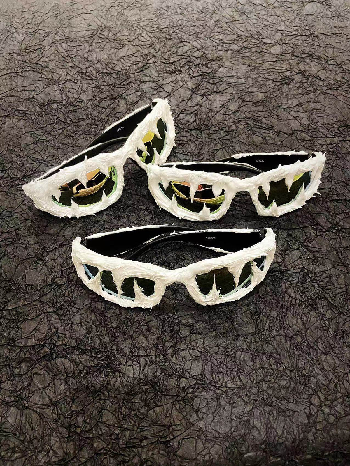 Aurora Y2K Streetwear Handmade Resin Drip Sunglasses Gothic Cyberpunk Statement close-up detail | Blackyyds