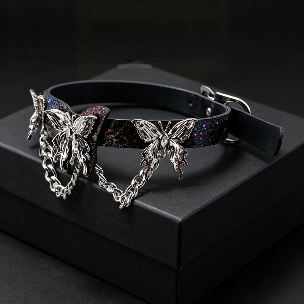 Genuine Snakeskin Butterfly Choker – detail view | Blackyyds