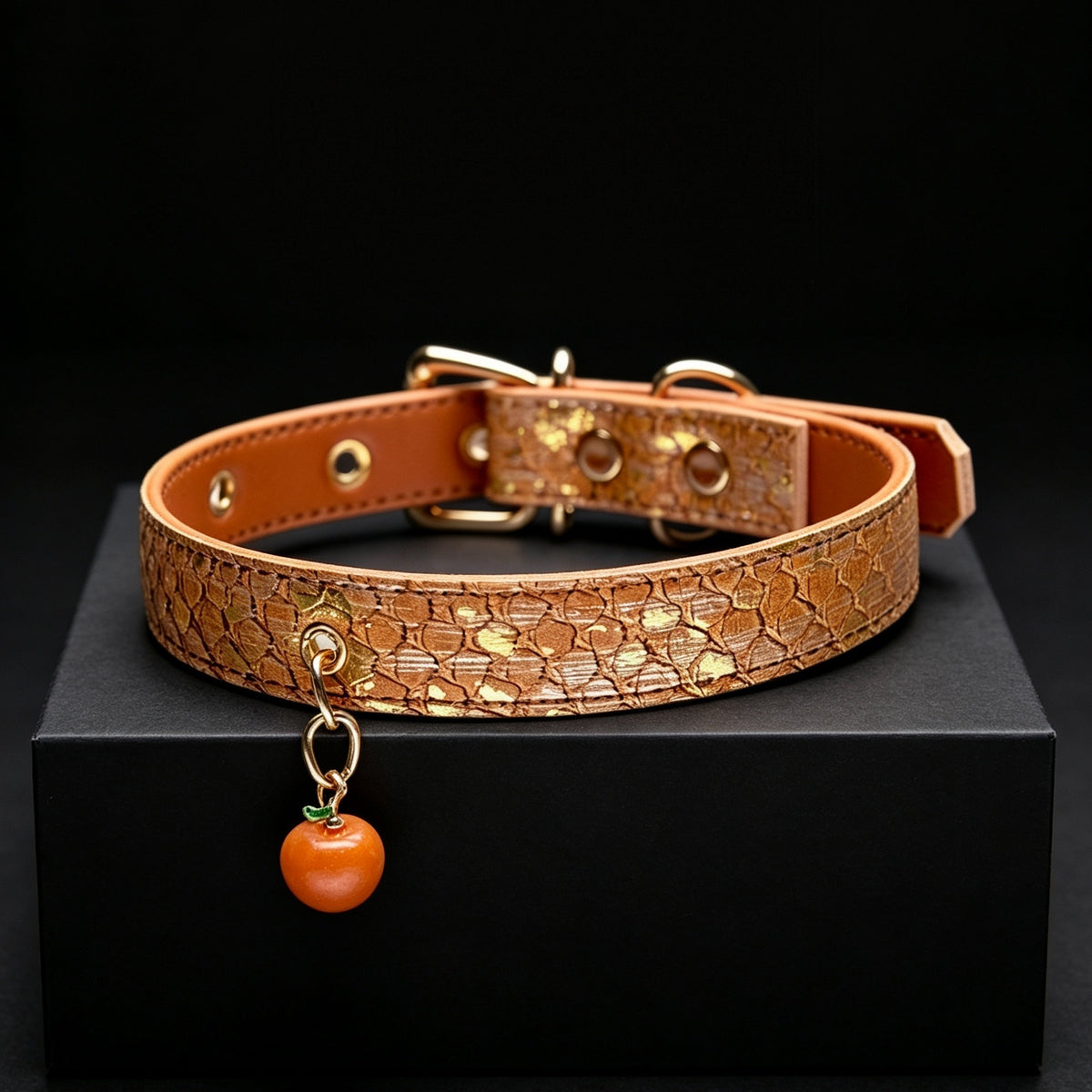 Orange Snake-Scale Choker Necklace – detail view | Blackyyds