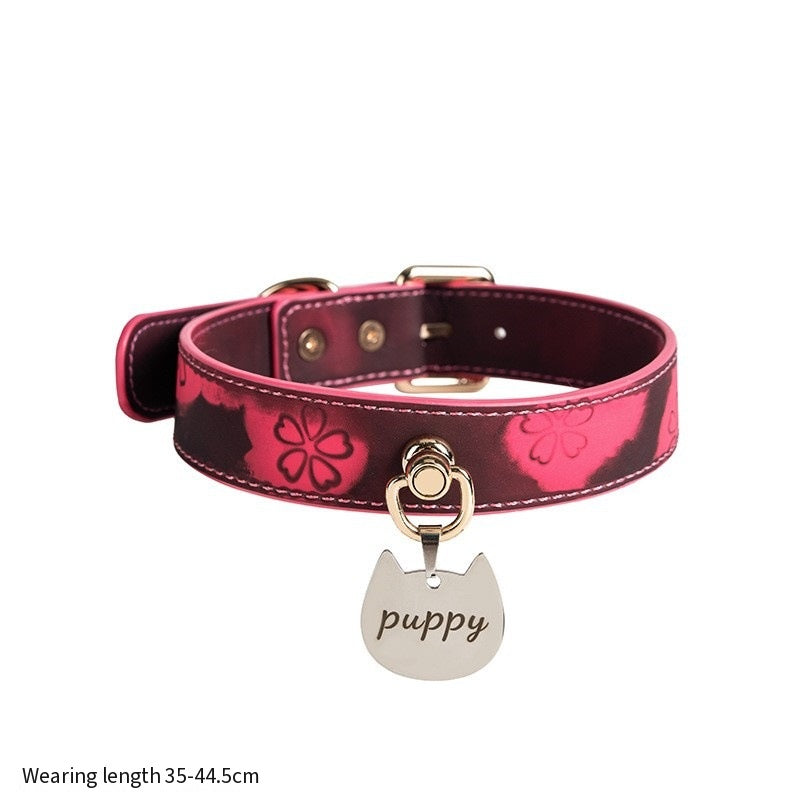 Sakura Thermochromic Choker Necklace with Leash – detail view | Blackyyds