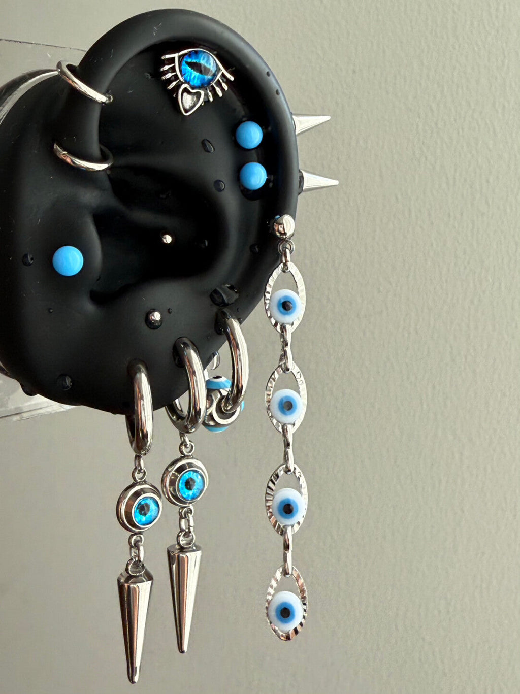 Blue Acrylic Ball Titanium Ear Stud – Punk Y2K Hypoallergenic Piercing