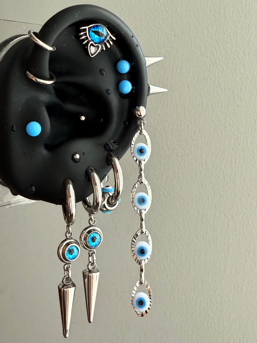 Blue Acrylic Ball Titanium Ear Stud – Punk Y2K Hypoallergenic Piercing