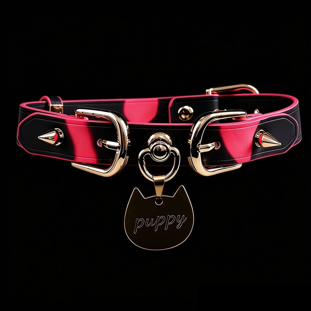 Thermochromic Studded Tag Choker Necklace with Leash – styled view | Blackyyds