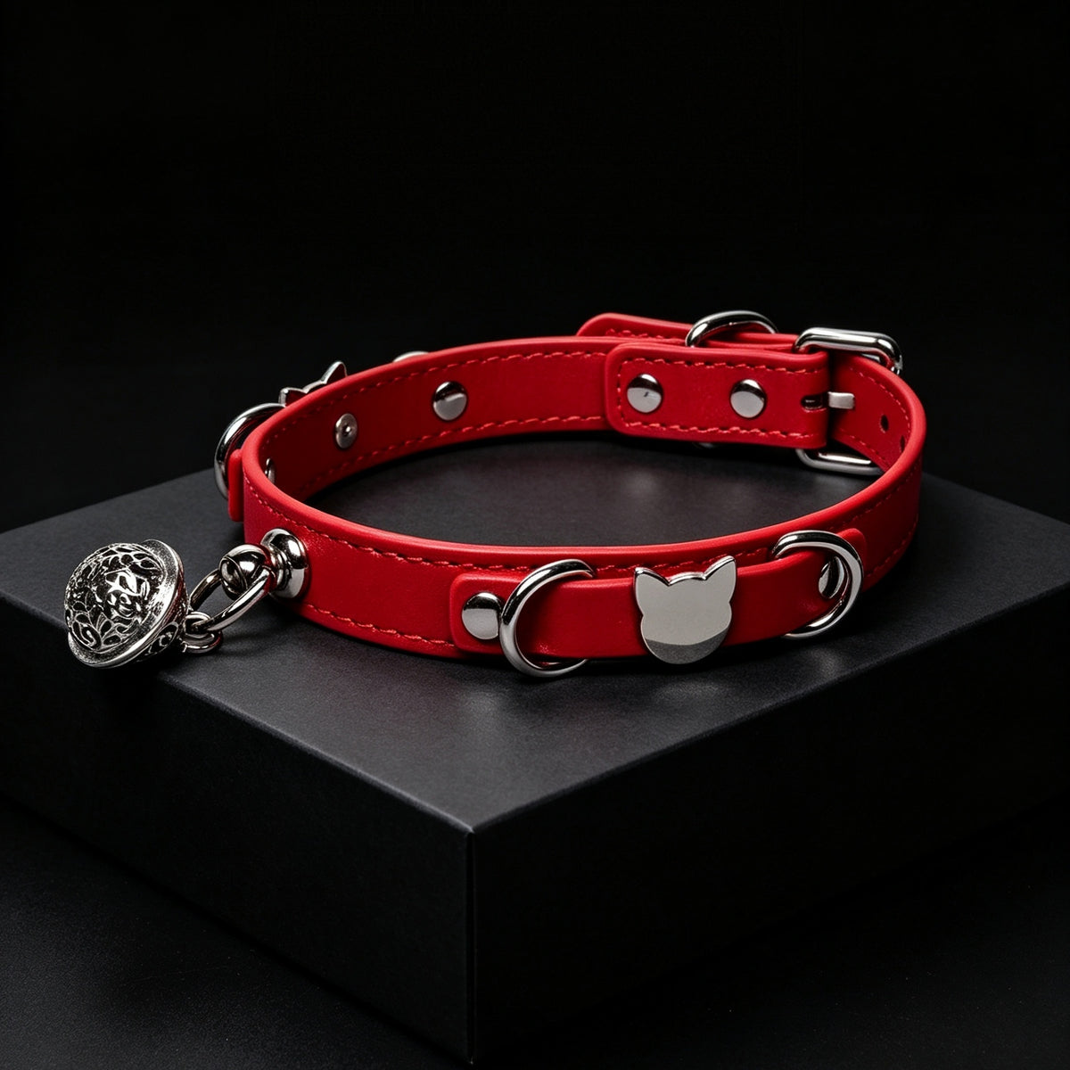 Genuine Leather Choker Necklace with Leash – styled view | Blackyyds