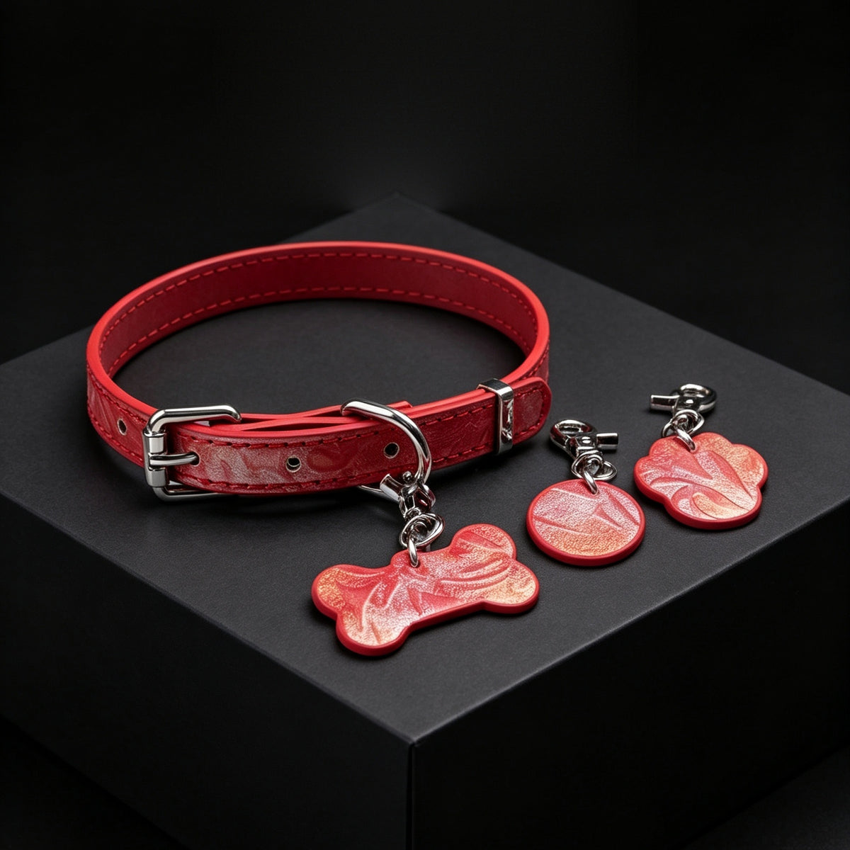 Bone Charm Choker Necklace with Triple Charms & Leash – styled view | Blackyyds