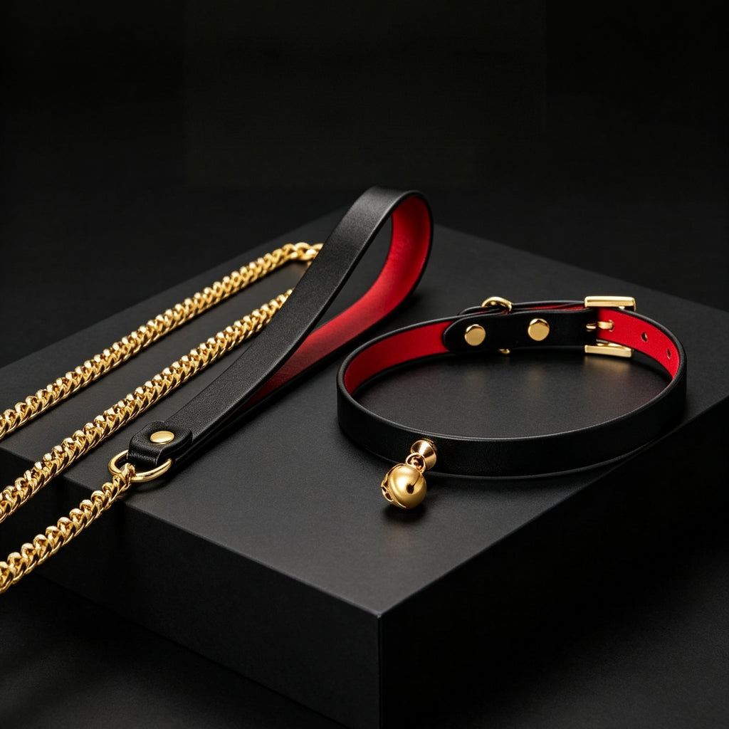 Two-Tone Cowhide Leather Bell Choker – styled view | Blackyyds
