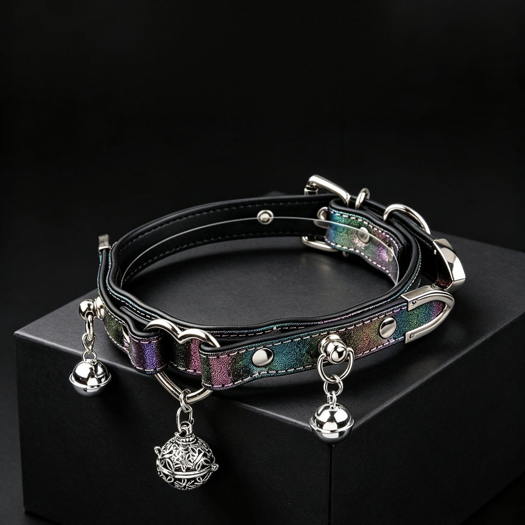 Snake-Texture Choker with Detachable Bell – styled view | Blackyyds