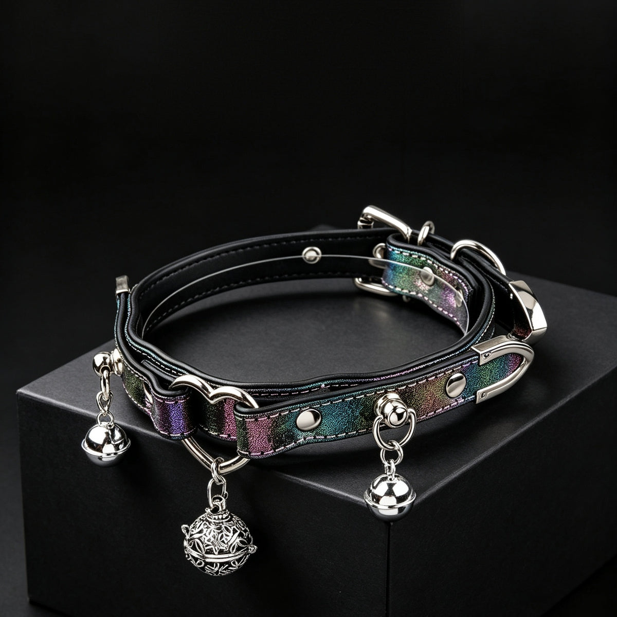 Snake-Texture Choker with Detachable Bell – styled view | Blackyyds