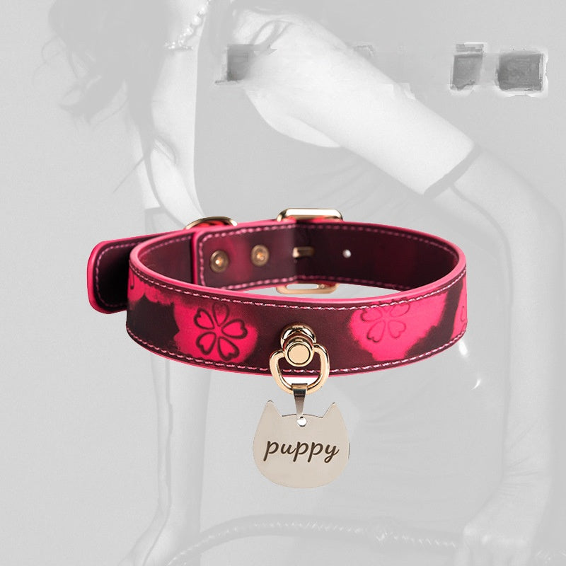 Sakura Thermochromic Choker Necklace with Leash – styled view | Blackyyds