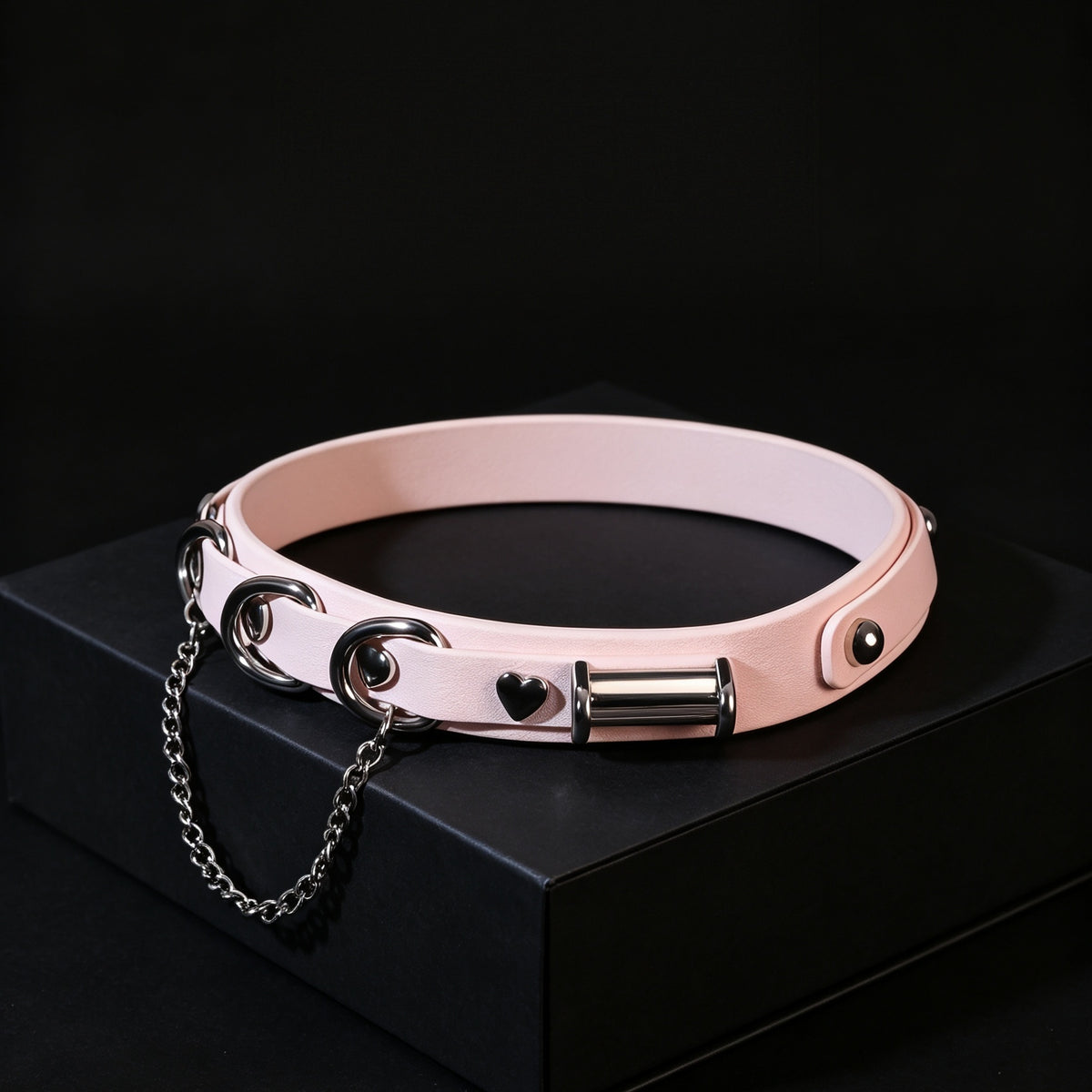 Snake-Texture Genuine Leather Bell Choker – styled view | Blackyyds