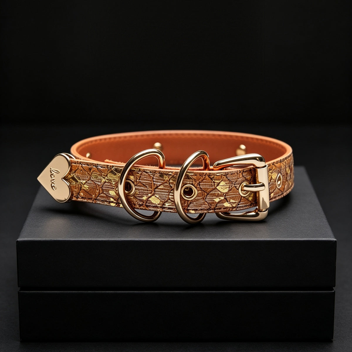 Orange Snake-Scale Choker Necklace – styled view | Blackyyds