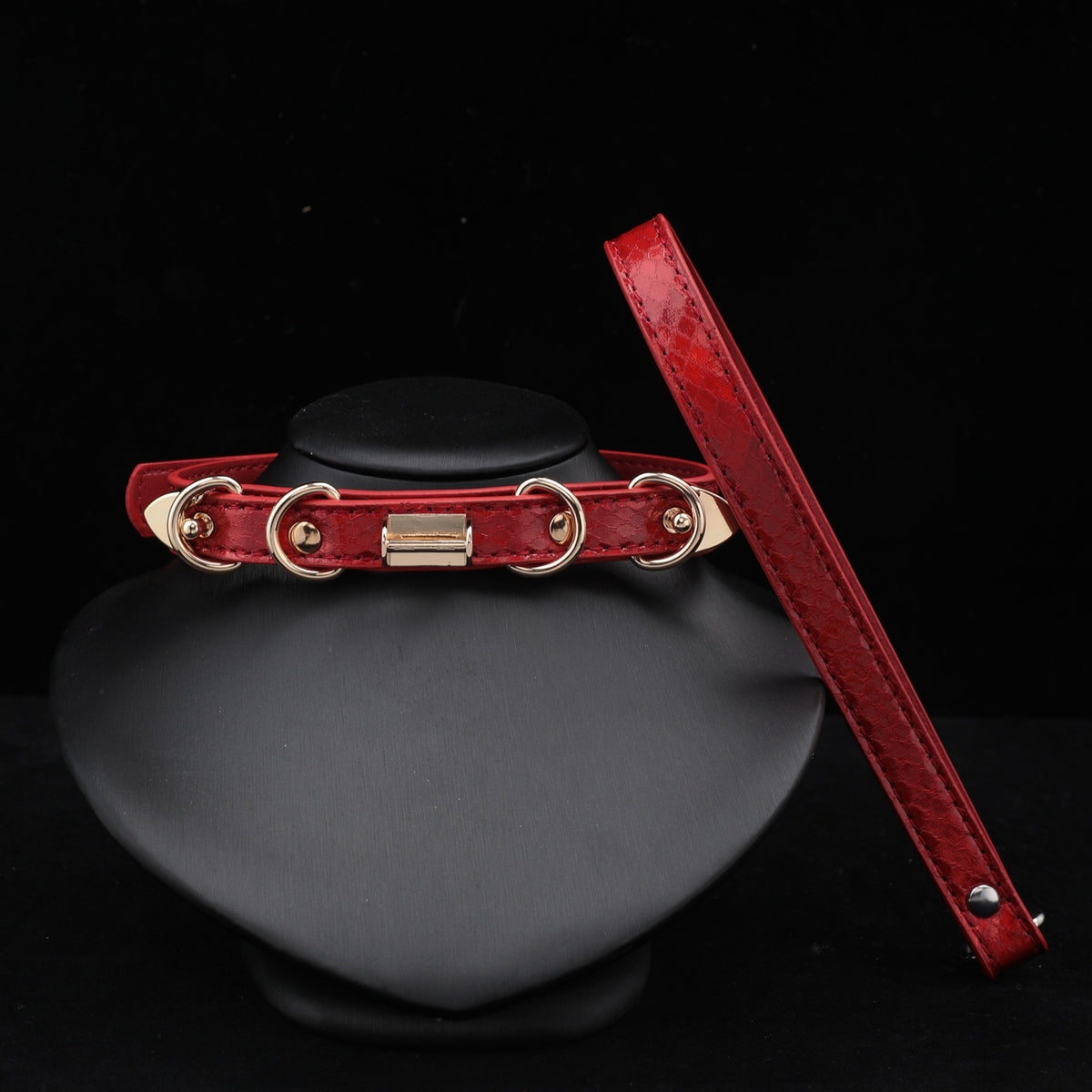 Red Holographic Snake-Texture Choker – styled view | Blackyyds
