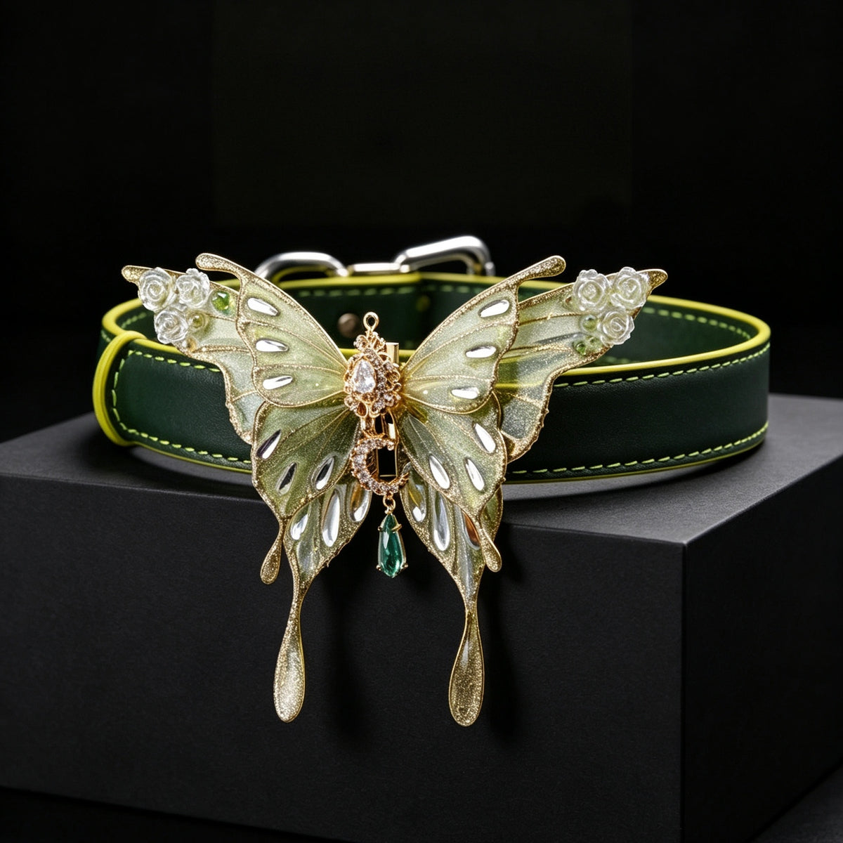 Thermochromic Iridescent Butterfly Rhinestone Choker – styled view | Blackyyds
