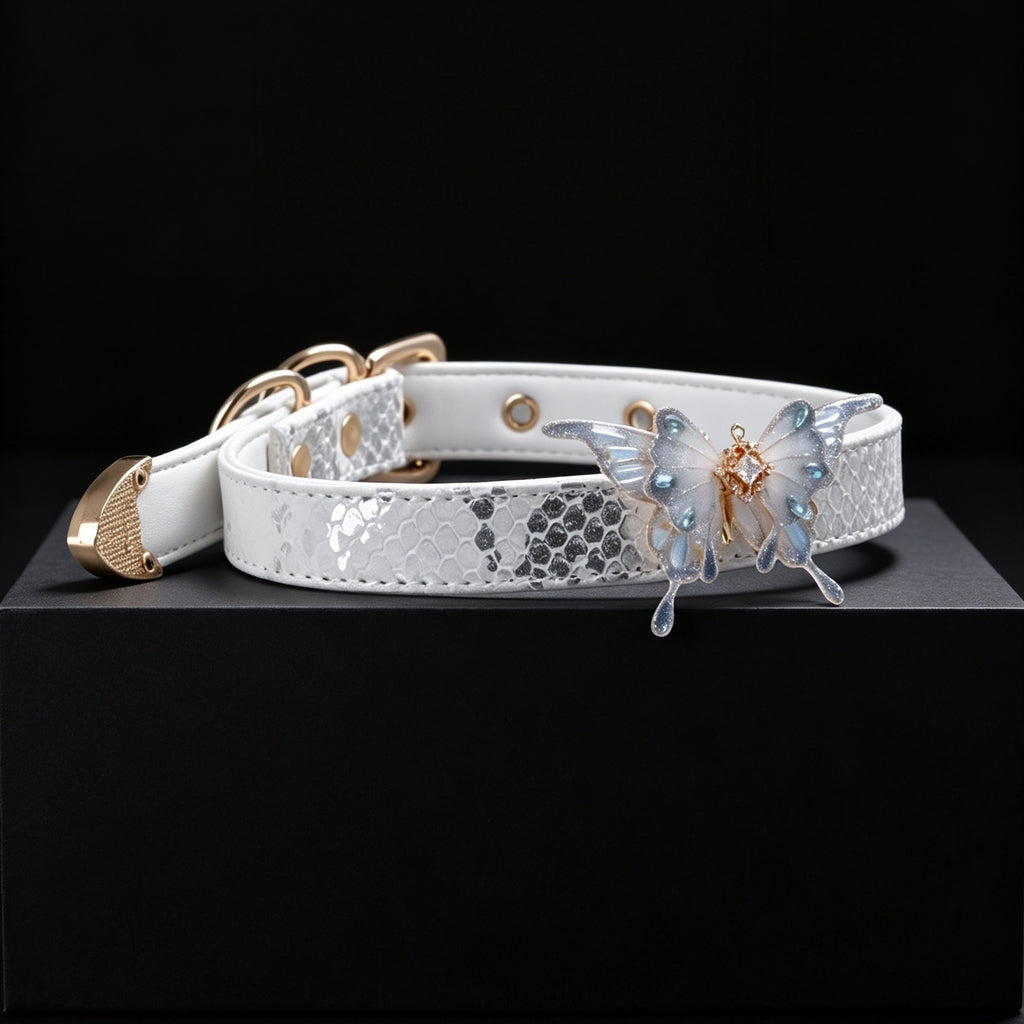Iridescent Butterfly Rhinestone Choker Necklace – styled view | Blackyyds