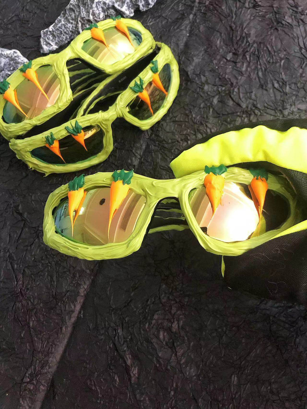 Pastoral Y2K Streetwear Handmade Resin Drip Sunglasses Gothic Cyberpunk Statement angle view | Blackyyds