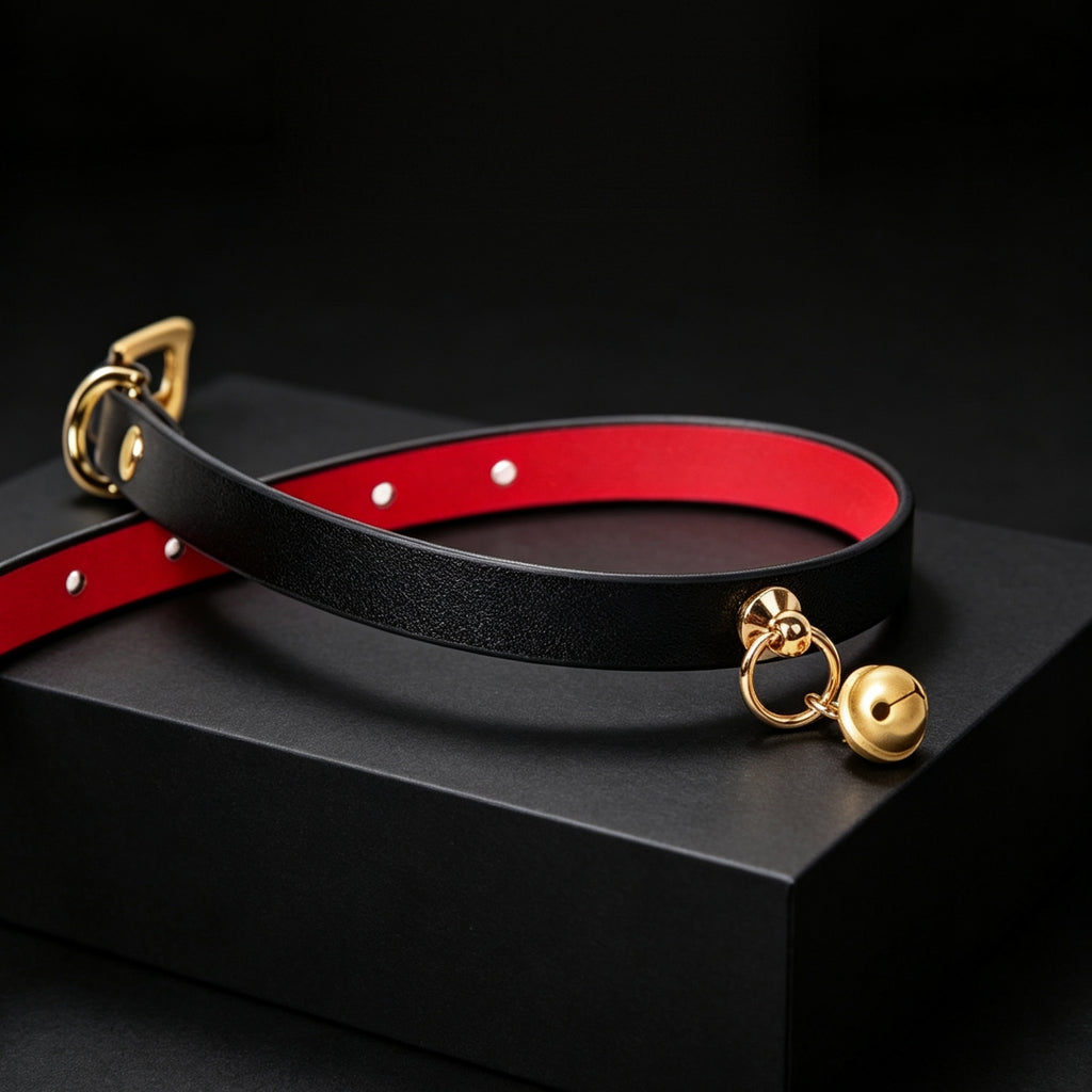 Two-Tone Cowhide Leather Bell Choker – close-up | Blackyyds