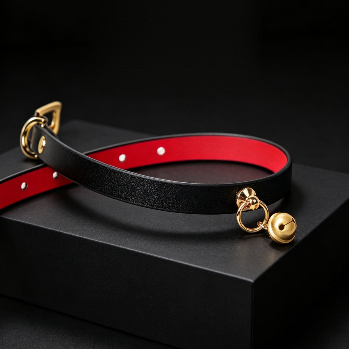 Two-Tone Cowhide Leather Bell Choker – close-up | Blackyyds