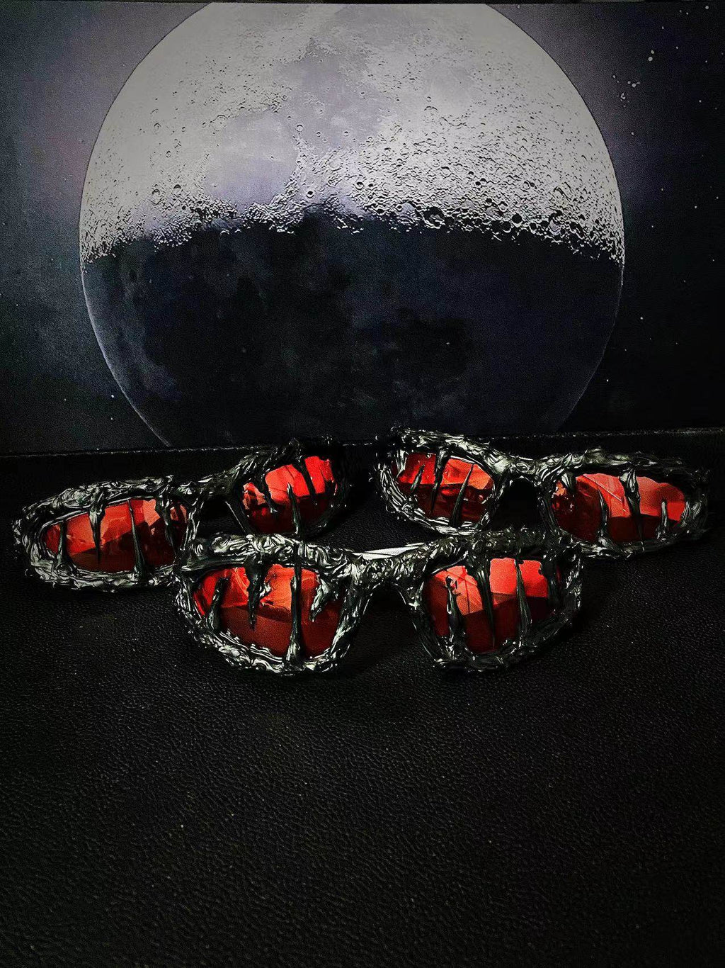 Y2K Streetwear Handmade Resin Drip Sunglasses – Gothic Cyberpunk Statement Shades angle view | Blackyyds