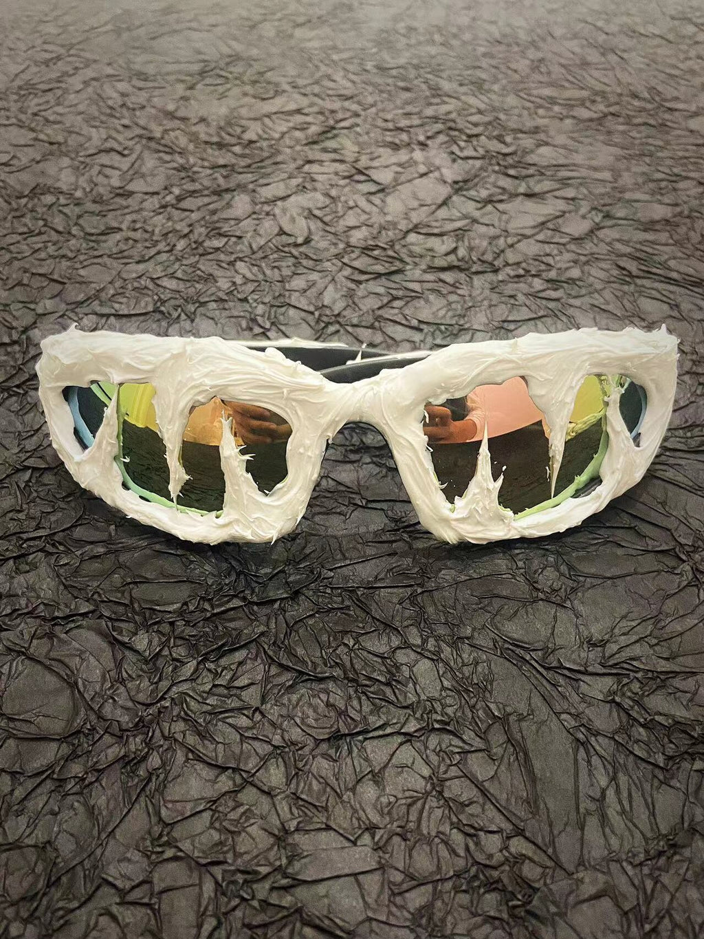 Aurora Y2K Streetwear Handmade Resin Drip Sunglasses Gothic Cyberpunk Statement angle view | Blackyyds