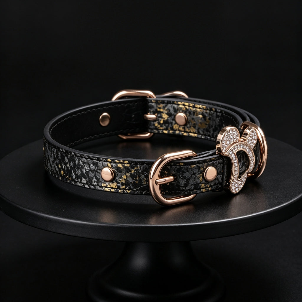 Rhinestone Choker Necklace with Leash Chain – close-up | Blackyyds
