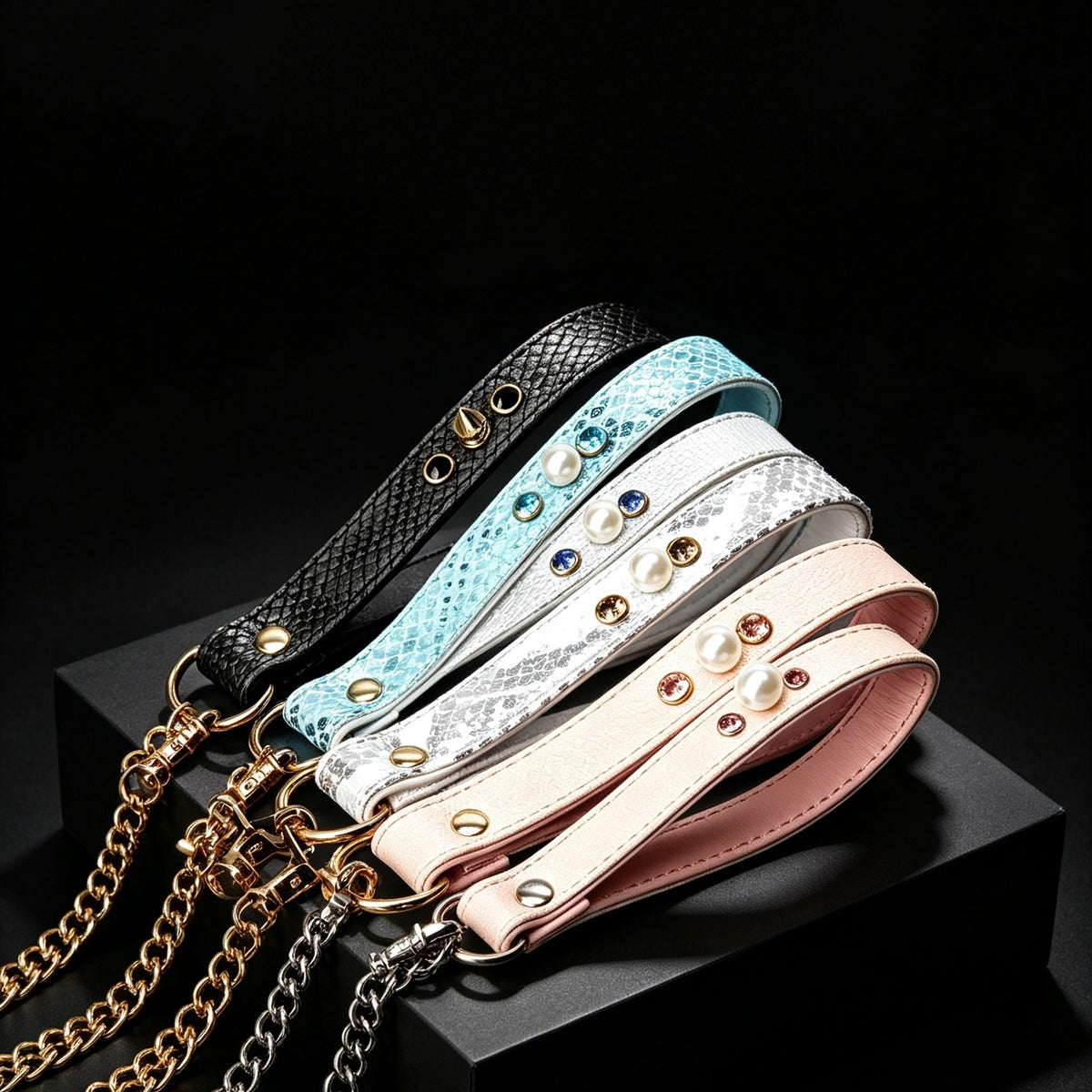 Snake-Texture Choker with Detachable Bell – close-up | Blackyyds