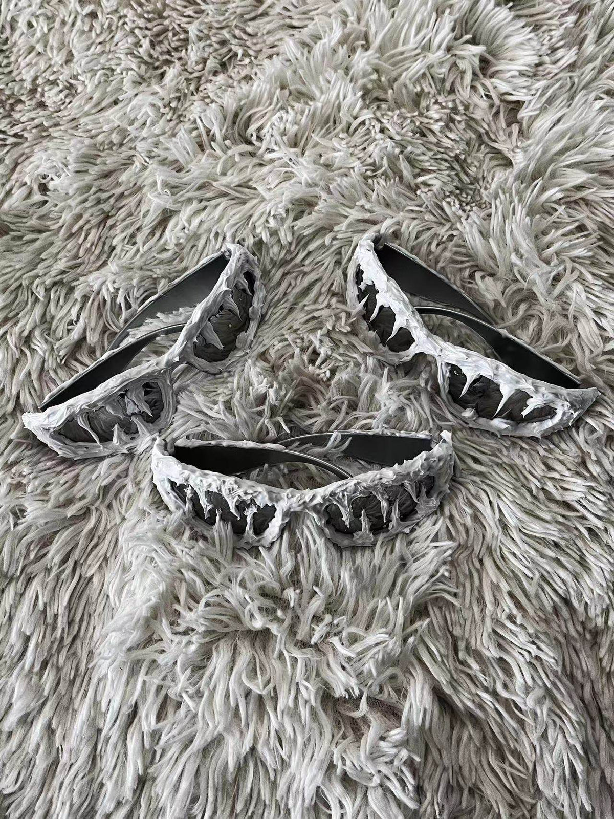 Polar White Y2K Streetwear Handmade Resin Drip Sunglasses Gothic Cyberpunk Statement angle view | Blackyyds