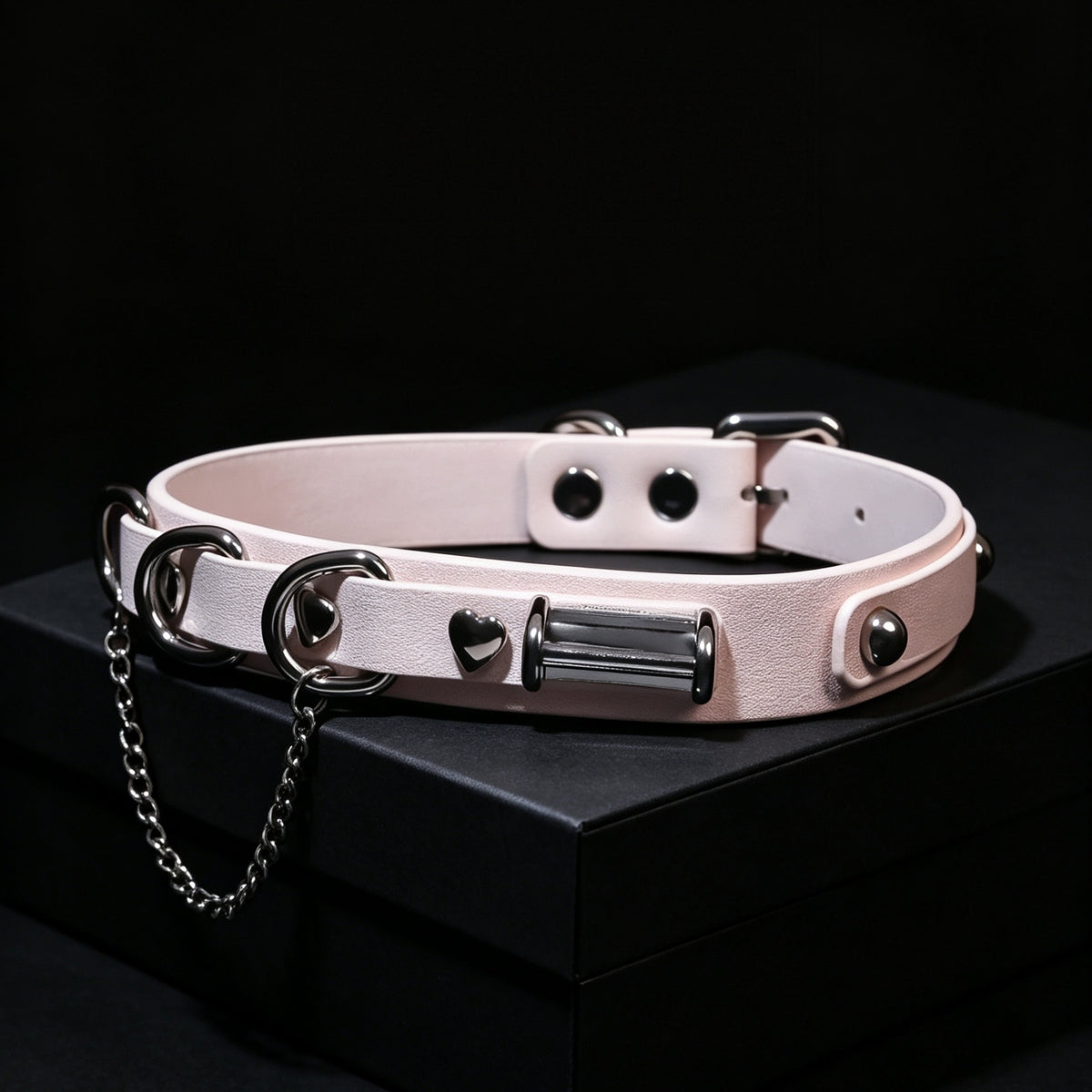 Snake-Texture Genuine Leather Bell Choker – close-up | Blackyyds