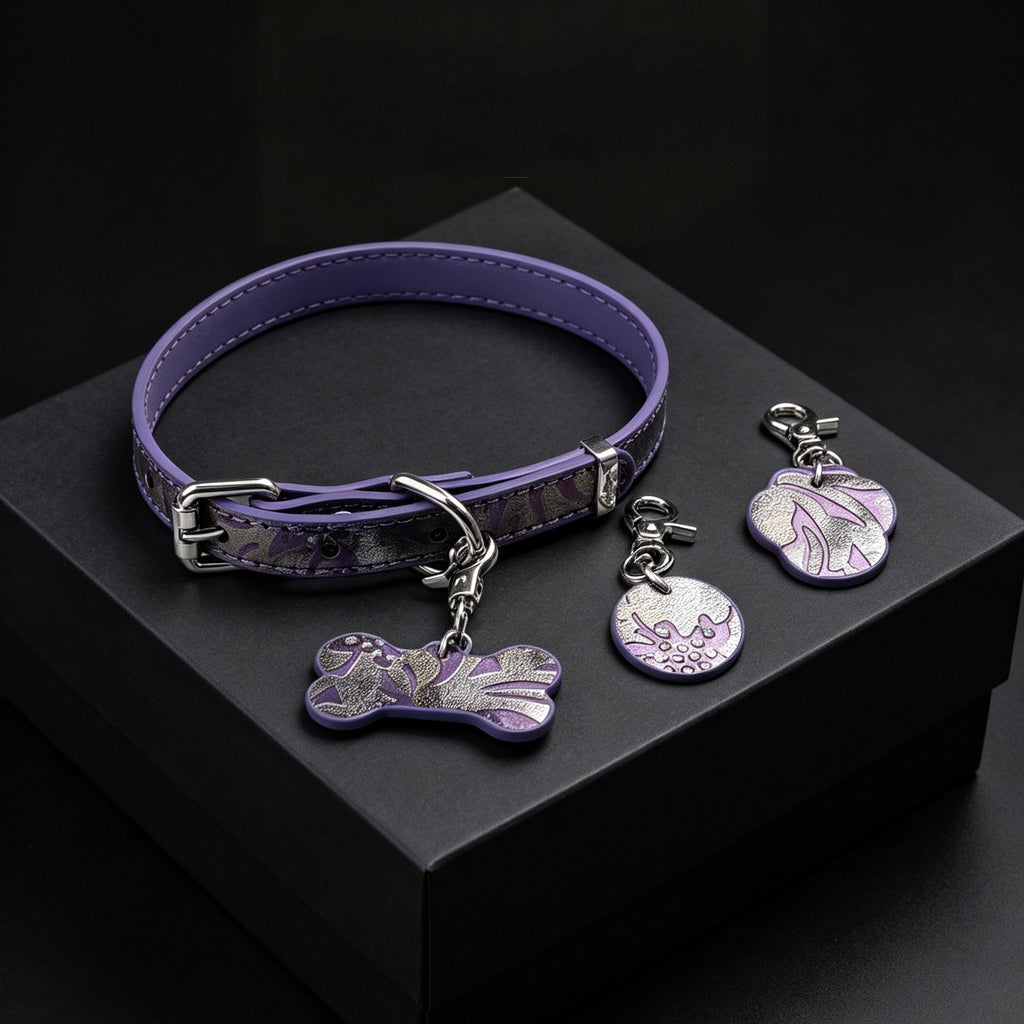 Bone Charm Choker Necklace with Triple Charms & Leash – close-up | Blackyyds