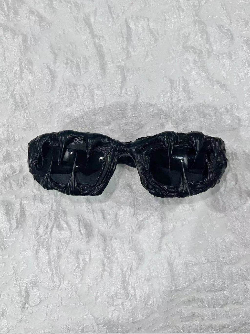 Venom Y2K Streetwear Handmade Resin Drip Sunglasses – Gothic Cyberpunk Statement angle view | Blackyyds