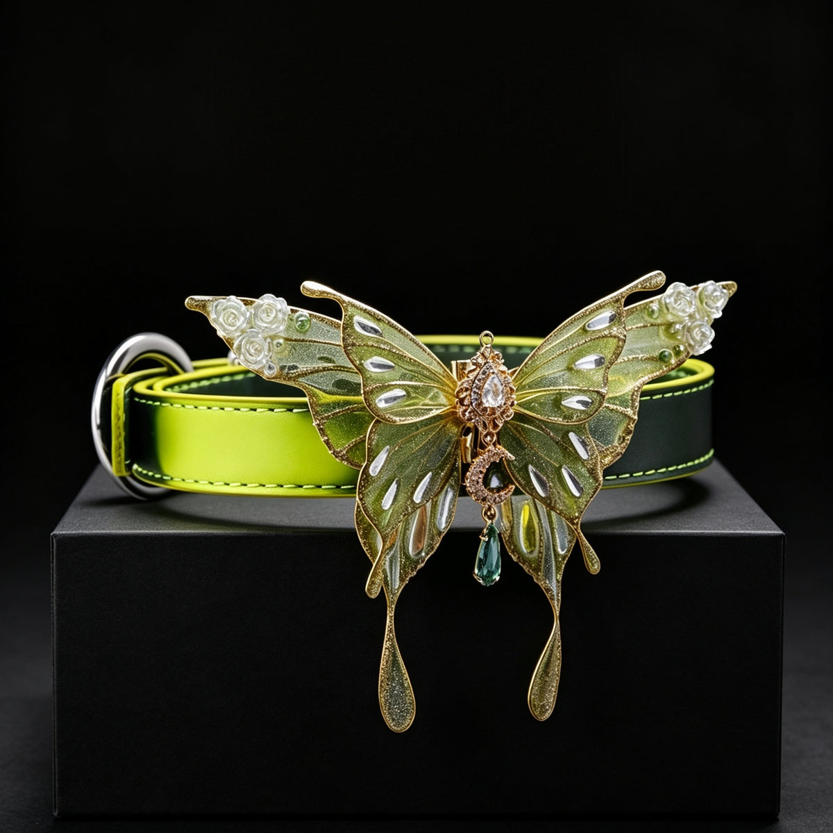 Thermochromic Iridescent Butterfly Rhinestone Choker – side view | Blackyyds