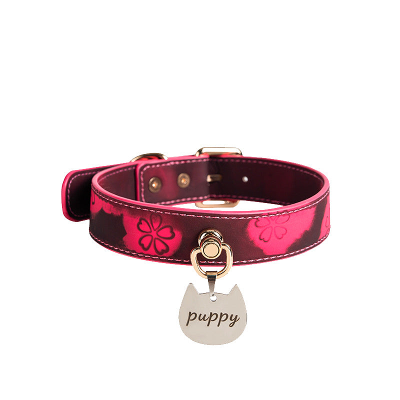 Sakura Thermochromic Choker Necklace with Leash – side view | Blackyyds