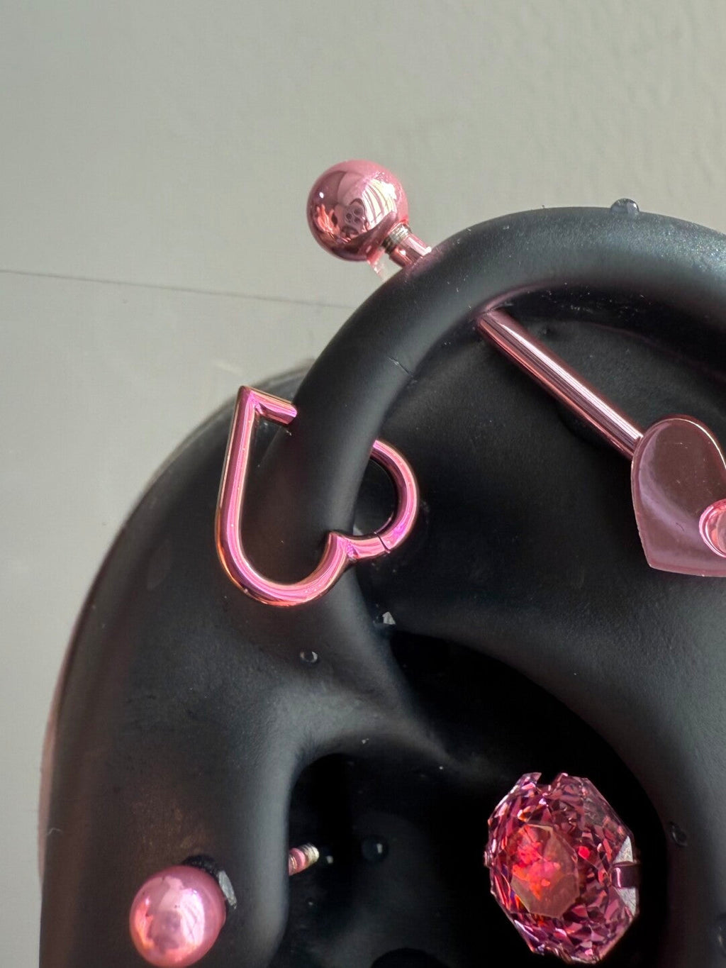 Pink Electroplated Titanium Steel Ear Cuffs, Hoops & Ear Chains - Titanium Alloy & Zirconia Ear Studs