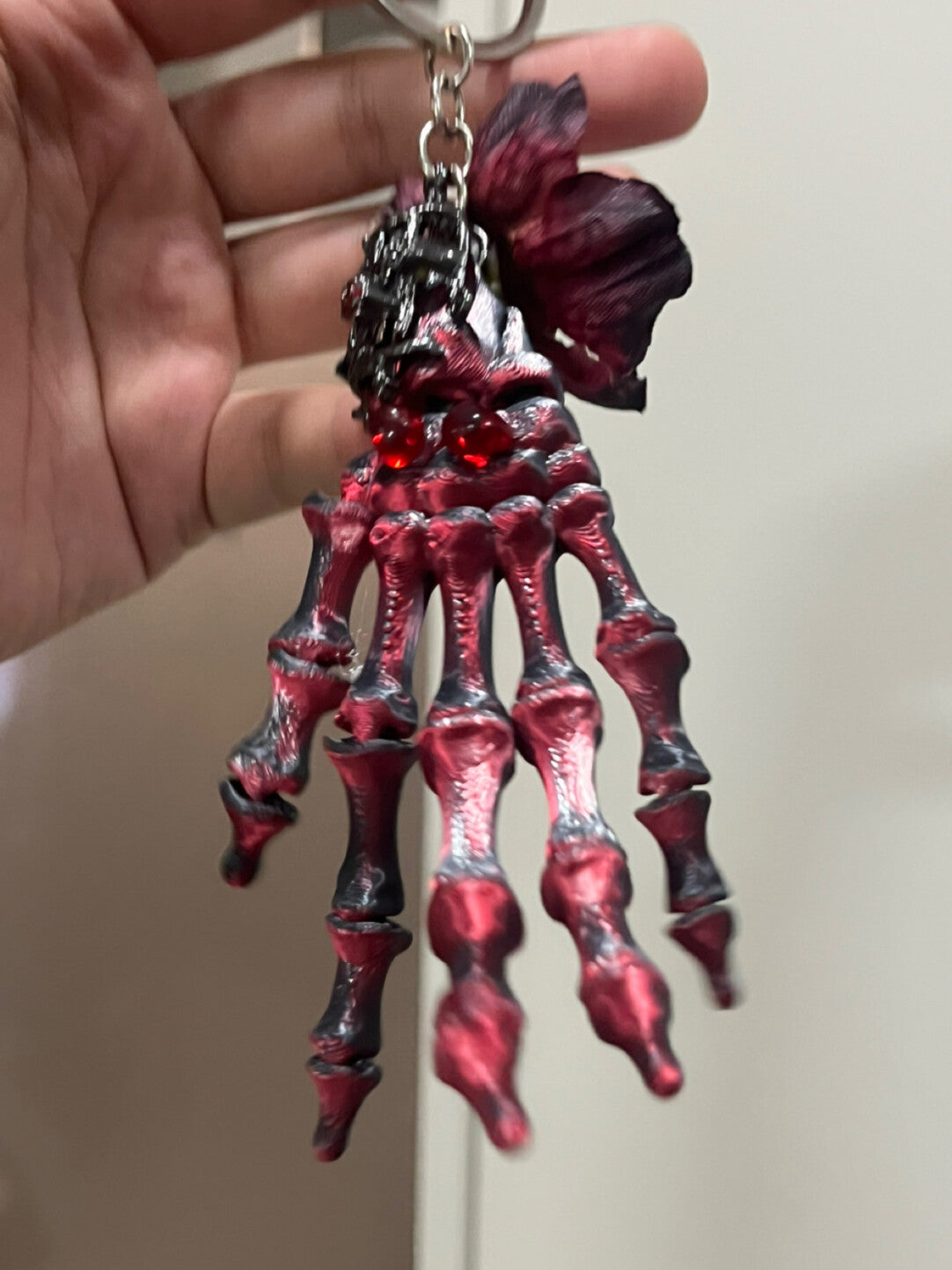 Gothic Eternal Rose Skeleton Hand Resin Keychain - Day of the Dead Y2K Bag Charm
