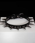 Gothic Spike Trap Genuine Leather Choker - Black Punk Rock Rivet Collar Necklace